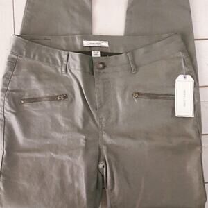 Adam Levine Vegan Leather Jeans Slim Fit Tapered Leg Waxed Sage Juniors13/14